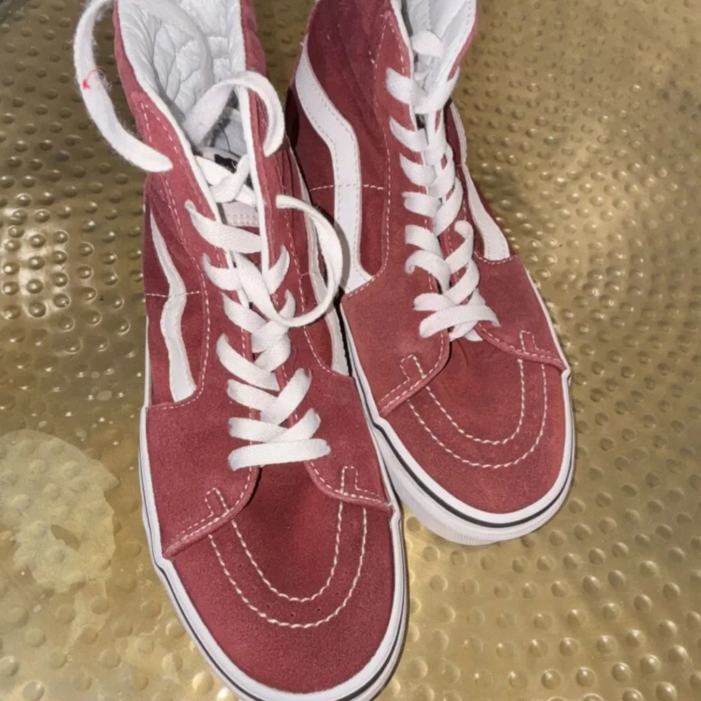 Vans Sk8-Hi Red White Canvas High Top Lace Up Men's Casual Sneakers size 8